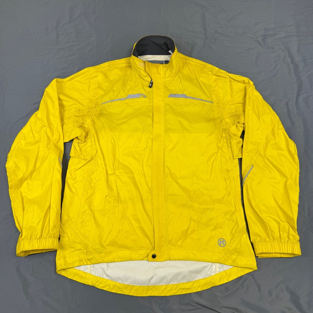 Novara Mens Yellow Cycling Jacket Reflective Windbreaker Large Full Zip Vented